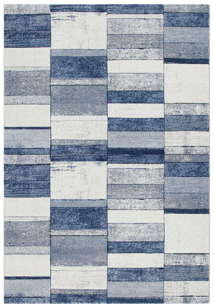 Tappeto Moderno Ray Geometrico - Blu Bianco - Antiscivolo | Ideale per Soggiorno, Camera da Letto, Sala da Pranzo - CarpetLiving